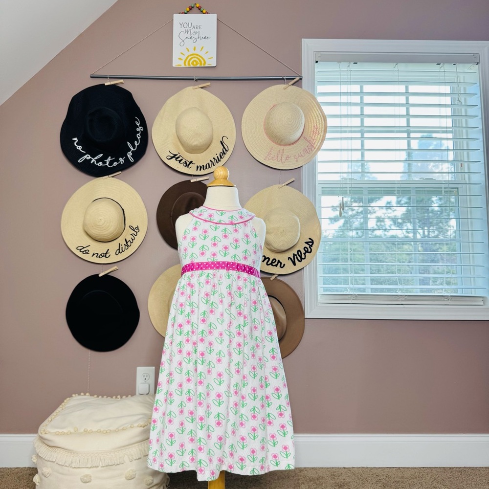 Floral Pink and White Kids Dress